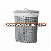 Gery home collection grey willow laundry basket corner storage wicker laundry  basket with lid