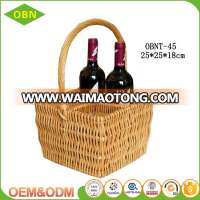 Handmade win holder wicker wine basket for 4 bottle