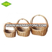 Durable wicker gift basket wholesale boat shape cane basket with handle