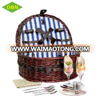 Handwoven eco-friendly cheap antique mini wicker oval picnic basket for 2 persons