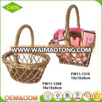 Custom size small hanging storage wholesale wicker basket with handle for gift