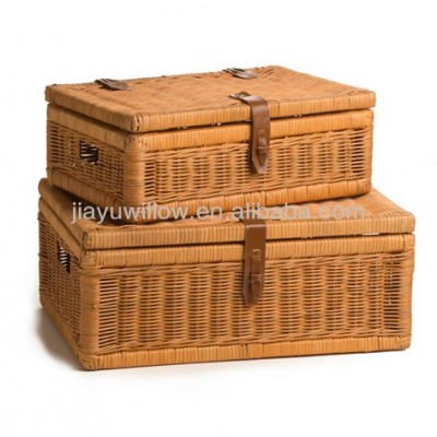 Natural Covered Willow hamper basket in Rectangle shape