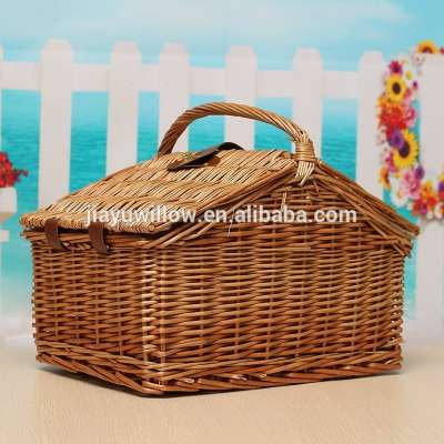 wholesale Large empty cheap wicker basket with lid for picnic