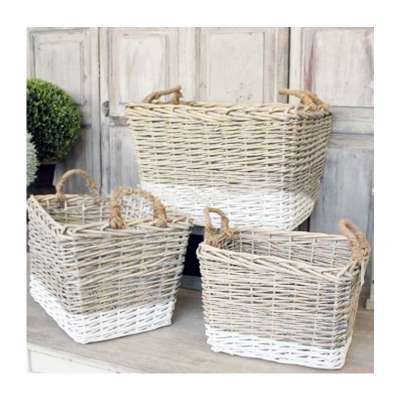 Wholesale empty rattan laundry basket from manufacturer with liner