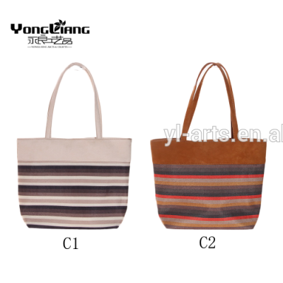 2019new product fashion stripe false linen package handbag