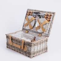 Factory OEM ODM designer big storage container bread fruit straw seagrass wicker willow rattan picnic basket for 6 persons